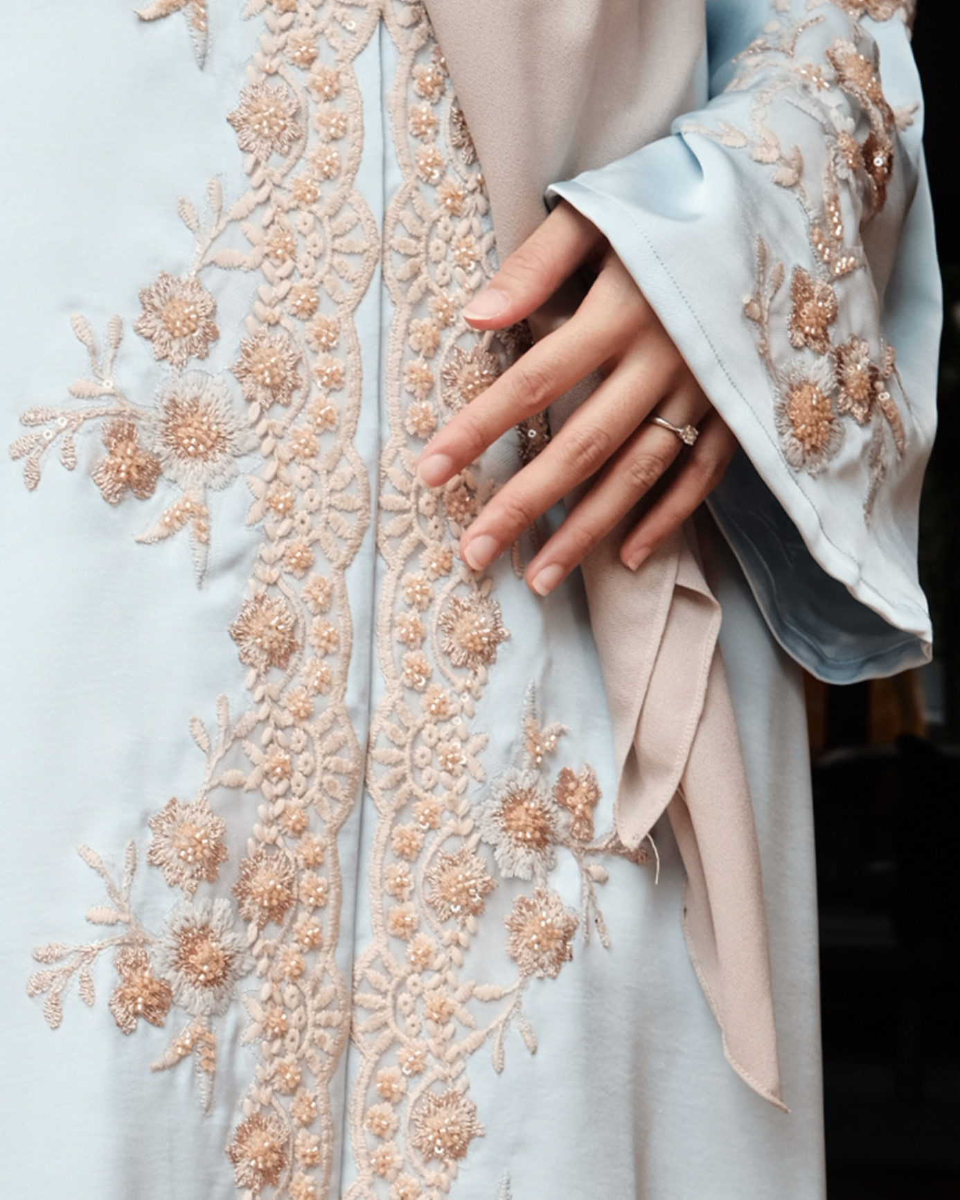 Gold thread embroidery detail