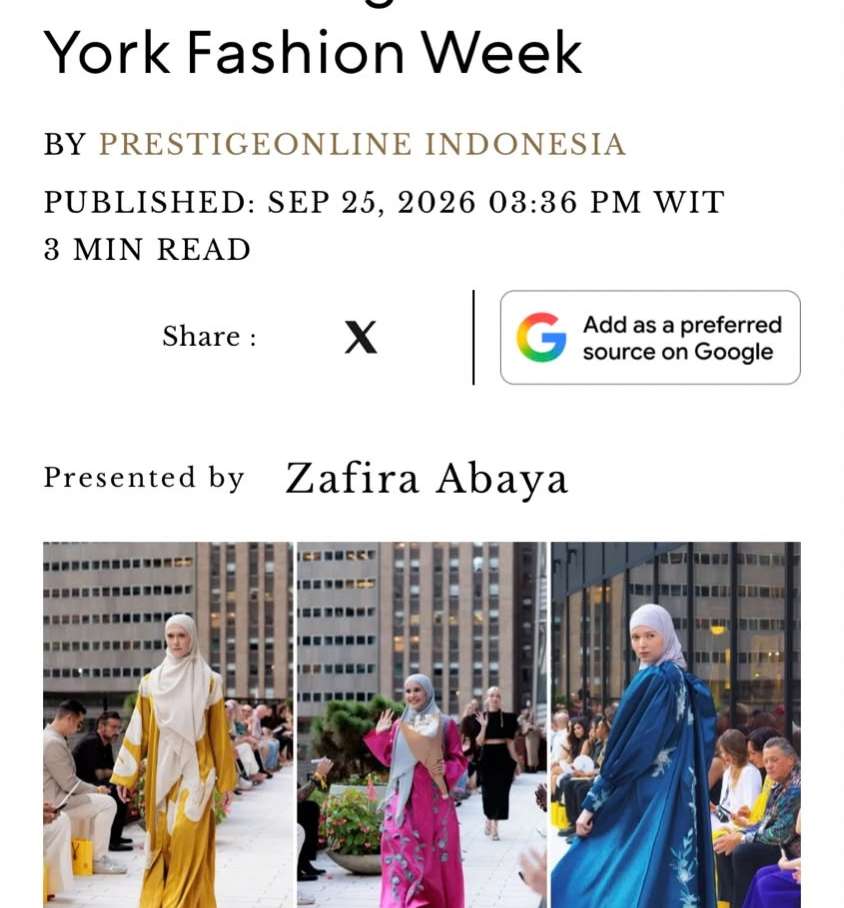 Press feature about Zafira Abaya in Prestige Indonesia